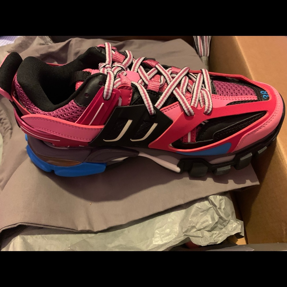 Pink and blue balenciaga sneakers